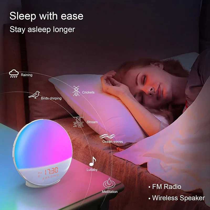 Smart Wake Up Light Alarm Clock Digital Desk Clock with Natural Sounds Bluetooth Speaker APP Control FM Radio Nightlight M251205 - view 3