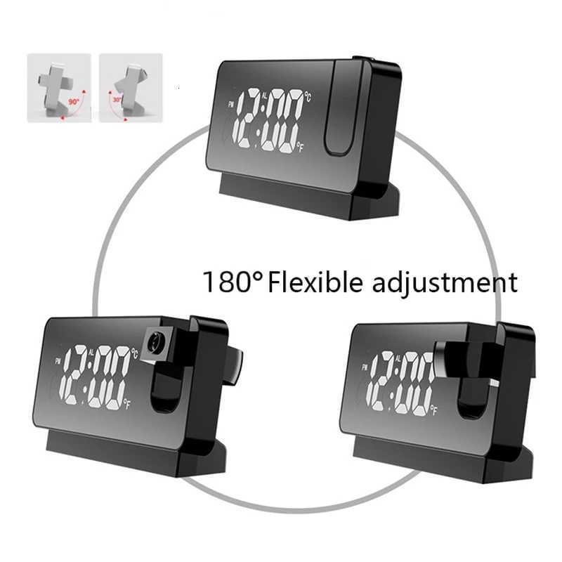 Digital Projection Alarm Clock with Rotatable Ceiling/Wall Projector Bedside Desktop Clock Large Display for Bedroom Office M251205 - view 3