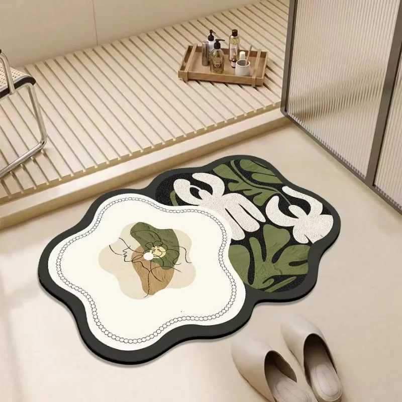 Toilet door floor mat Diatom mud absorbent non-slip mat Toilet carpet Bathroom floor mat Silicone door mat H251205