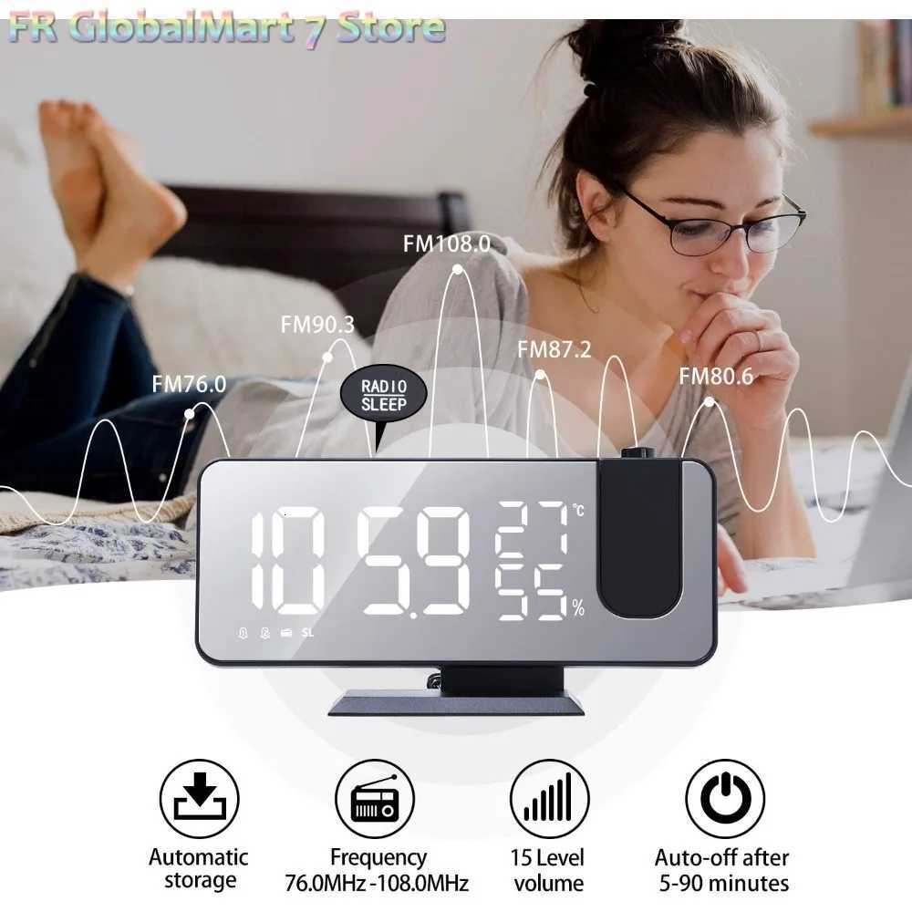 LED Screen Digital USB Wake Up FM Radio Time Projector Week Table with Date Temperature Humidity Decor Display Home Clock M251205 - view 3
