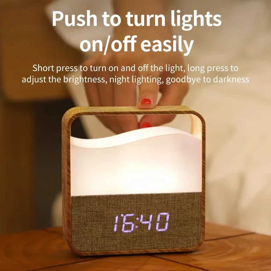 LED Night Light with Alarm Clock Time Display Rechargeable Table Lamp Bedside Sleeping Lights for Adults Kids Baby Bedroom Decor M251205 - view 4