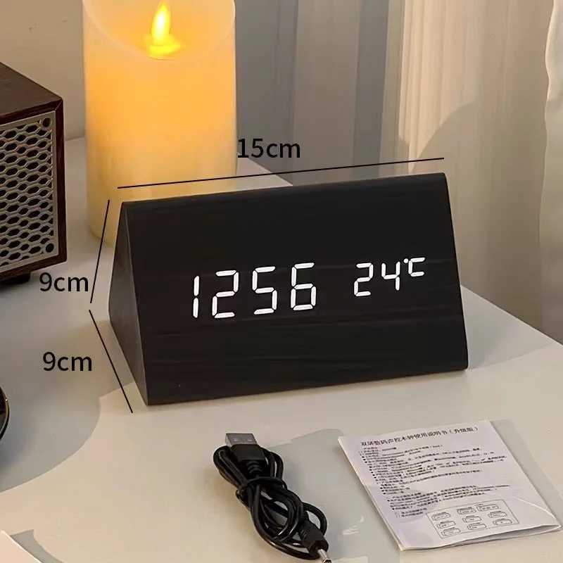 Simple LED alarm clock sound control night light silent USB charging temperature detection bedside table alarm clock M251205 - view 5
