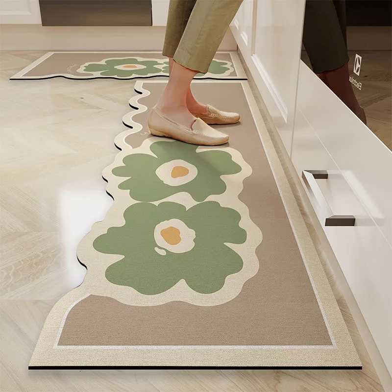 New Kitchen Super Absorbent Bathroom Floor Mat Diatom Mud Pad Bath Pad Anti-Slip Carpet Mats Wipeable Wash Long Strip Carpet H251205