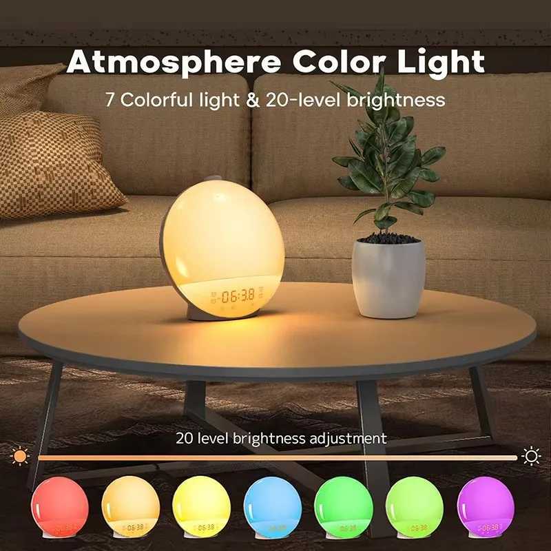 Wake Up Light Sunrise Alarm Clock with Night Light FM Radio Natural Sounds Desk Clock for Heavy Sleepers Bedroom Sleep Aid M251205 - view 4