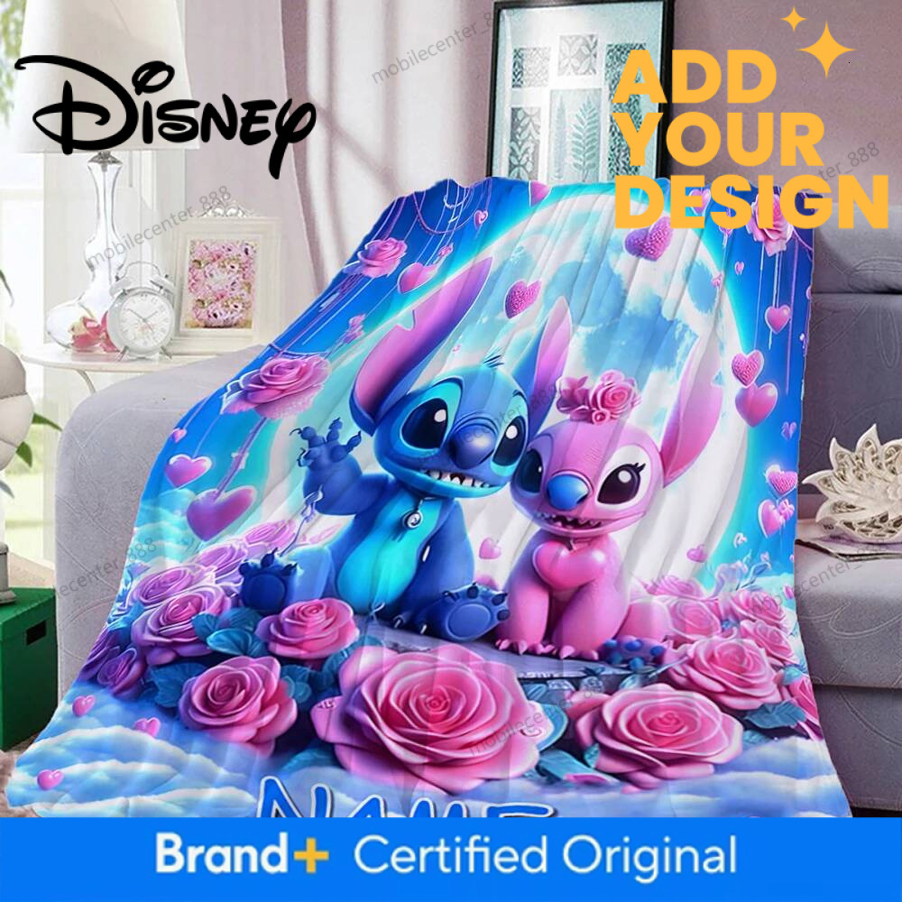 Customized Name Personalized Blanket, Disney Stitch Princess Cars Print Birthday Christmas Gift Sofa Bed Camping Blanket - view 4