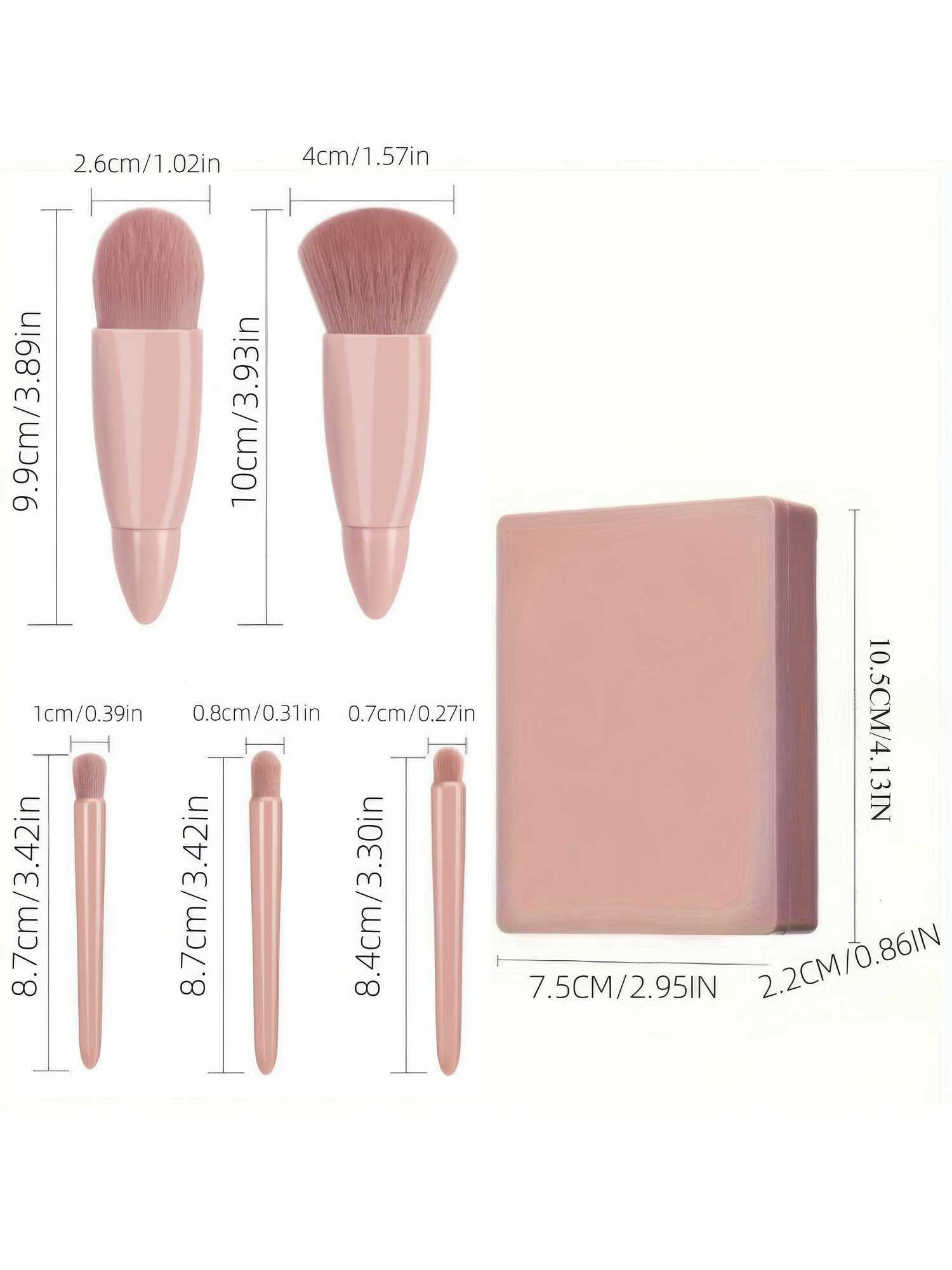 5-Piece Pink Makeup Brush Kit Complete Set of Professional Soft Synthetic Hair Brushes Easy Storage CarryingT251205