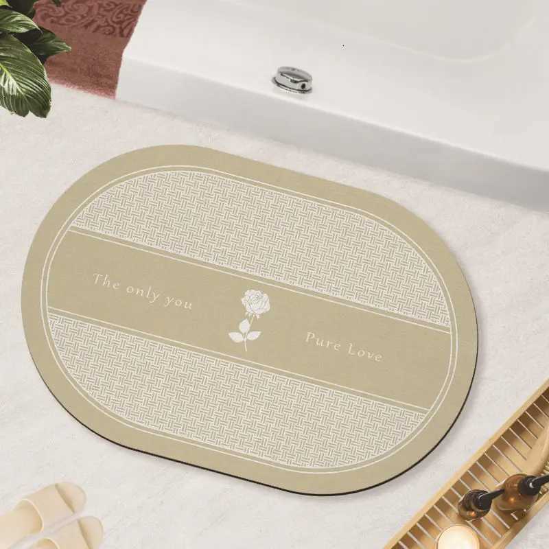 Bedroom diatom mud bathroom absorbent floor mat bathroom door quick drying non-slip entry floor mat room soft carpet H251205