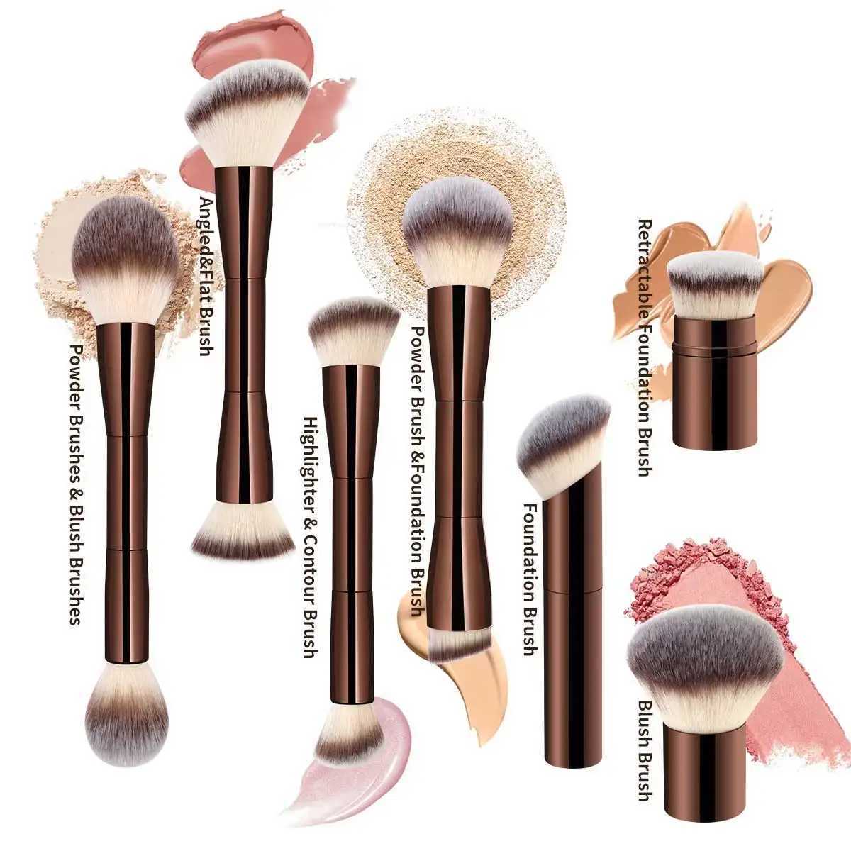 Makeup Brushes Double Head Foundation Powder Concealer Blusher Bronzer Makeup Brush Soft Fiber Hair Cosmetic Beauty ToolsT251205