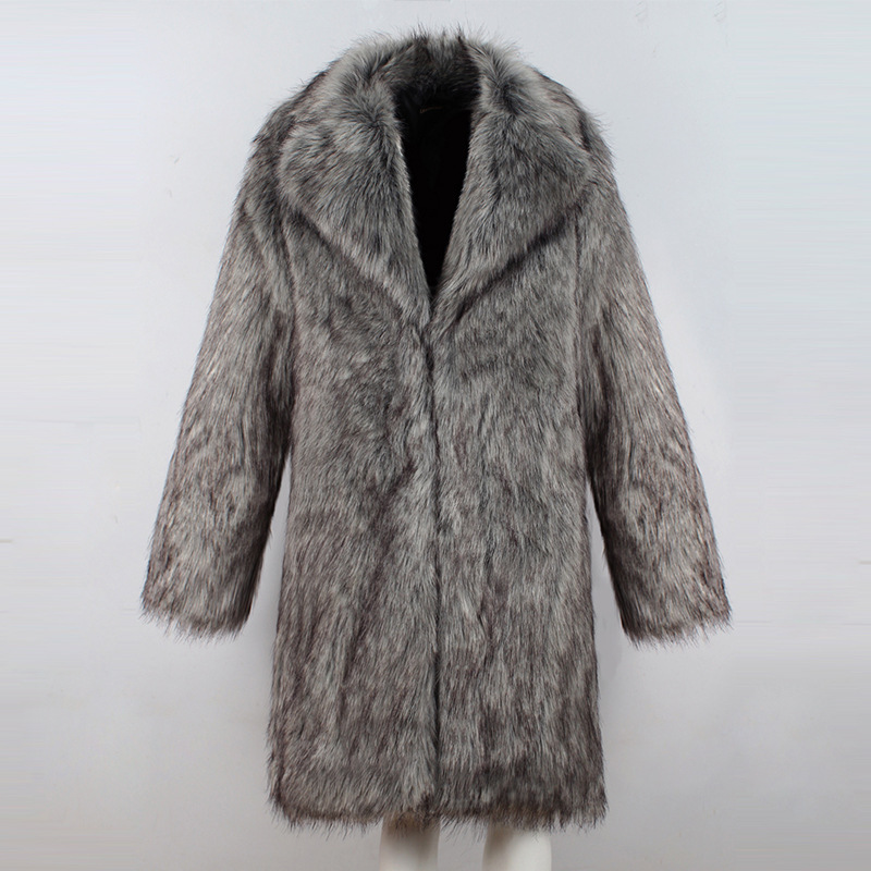 Fur coat, men's overcoat, mid-length style, long fur patchwork design