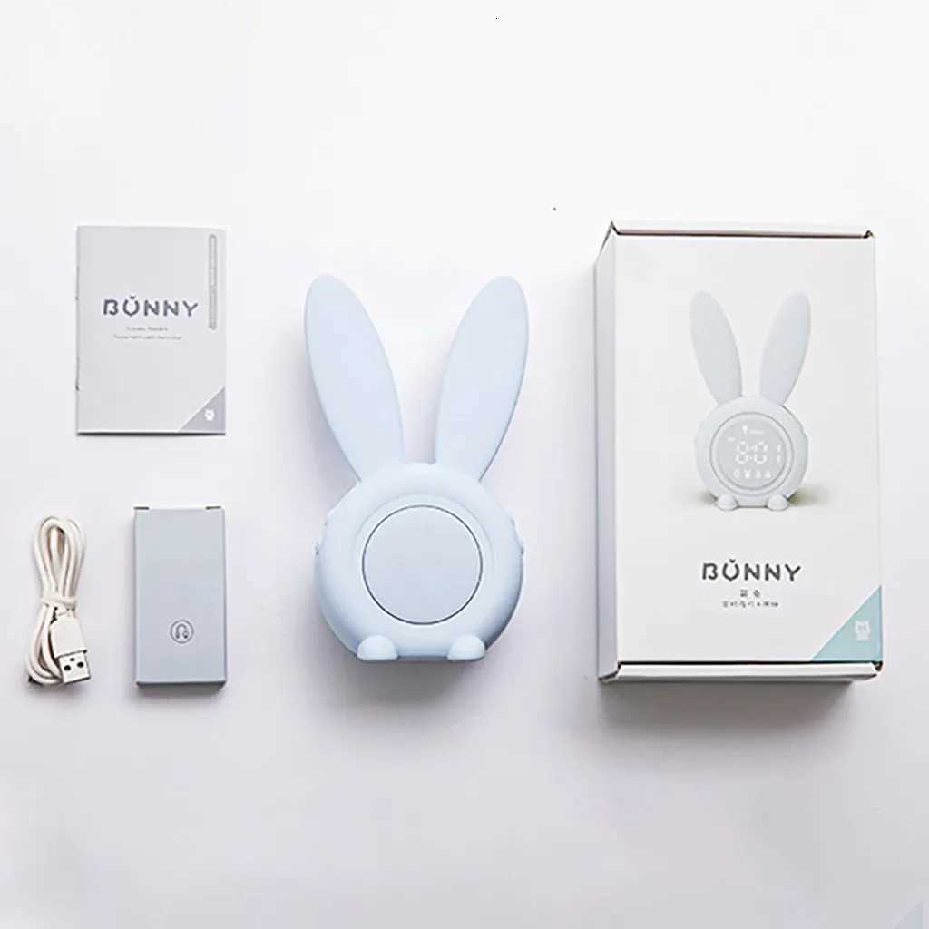 Alarm Clock Mini Powerful LED Intelligent Desk Peripherals Sound Control Cute Rabbit Night Lamp Digital Alarm Clock Fan Time M251205 - view 5