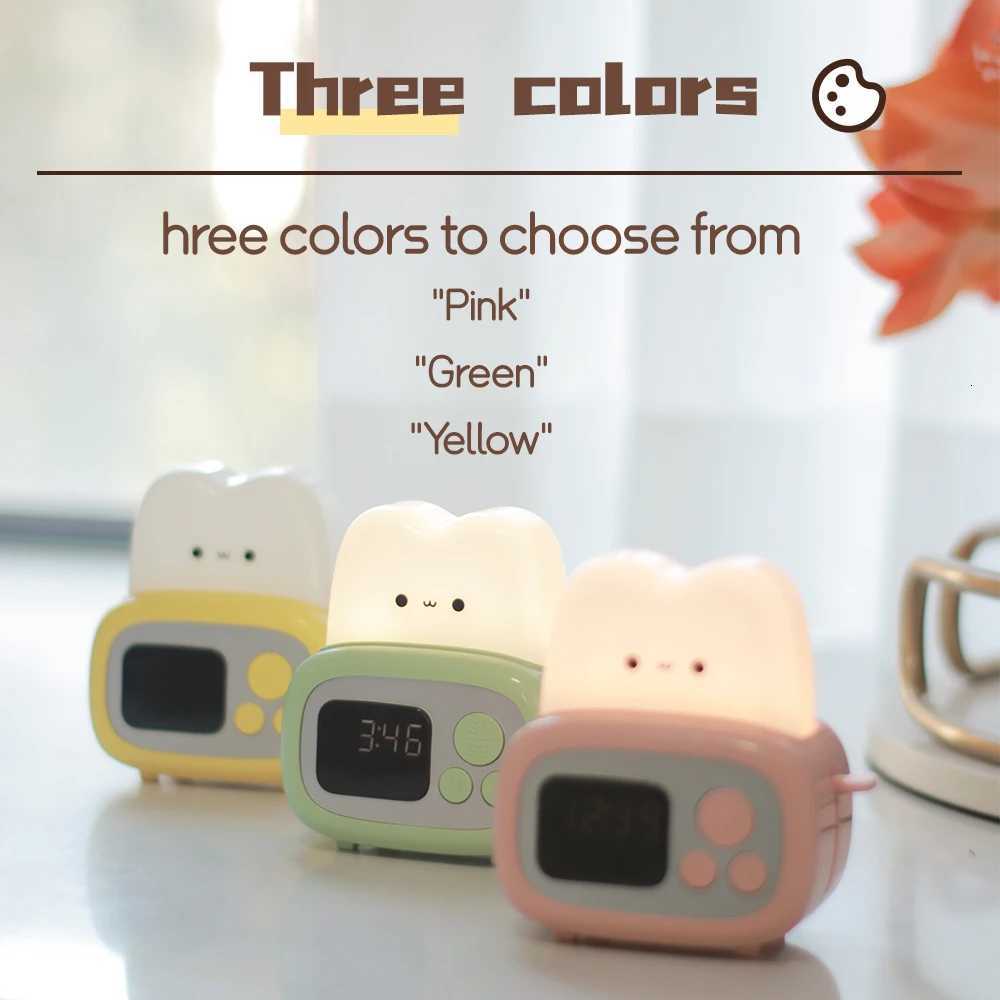1pc new LED toaster alarm clock creative cartoon nightlight with timing function ins wind bedside decoration M251205 - view 7