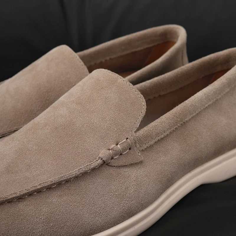 Mens Suede Leather Comfort Loafers Flat Casual Slip-on Shoes Fashion Suede Flats Classic Round Toe Soft Leather Loafers 2025 W251205