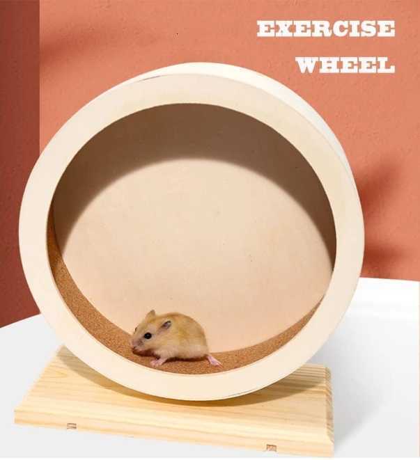 Wooden Hamster Silent Exercise Wheel Durable Natural Eco-Friendly Small Animal Cage Accessories Pet Habitat Toys For Hamsters M251205