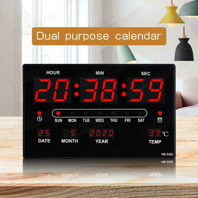 LED Digital Electronic Clock Backlight Large Digital Alarm Clock Temperature Calendar Bedroom Wall Calendar Clock M251205 - view 3