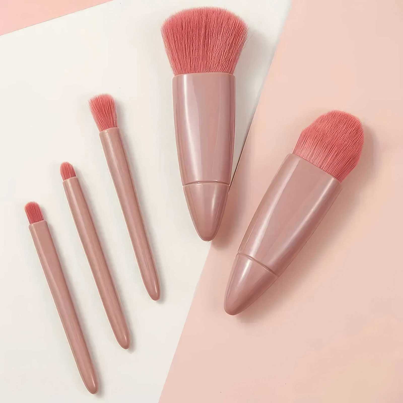 1 Set of Portable Makeup Brush Pink Portable Makeup Tool Set Easy To Clean Suitable for Travel and OutingsT251205