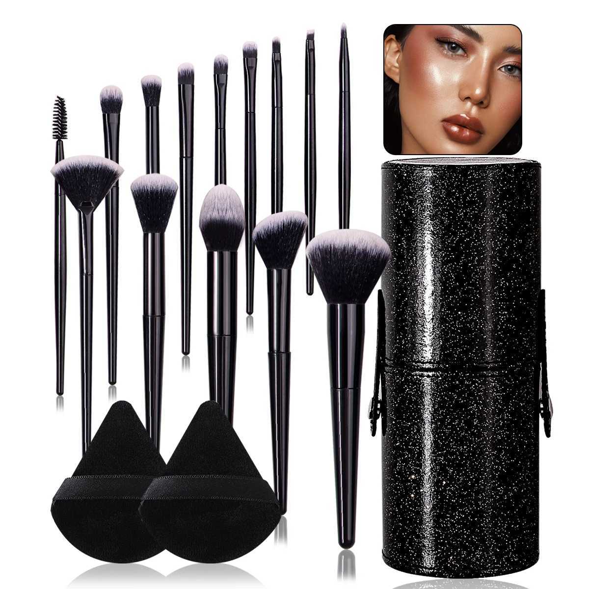 The 17PCS professional makeup brush set includes a facial brush cover a non-sticking powder puff and a covered storage bucketT251205