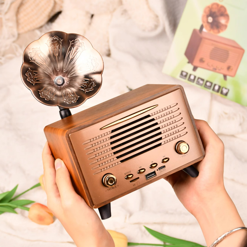 G3000 Retro Desktop Wooden Bluetooth Speaker FM Radio Support USB Drive TF Card Insertion Playback HIFI Sound Qaulity Mini Audio