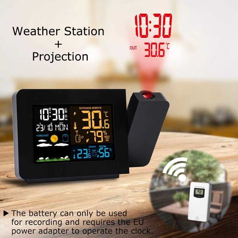 Digital Atomic Alarm Clock Color LCD Display Weather Station Radio Control Projection Time Temperature Humidity Forecast Sensor M251205 - view 4