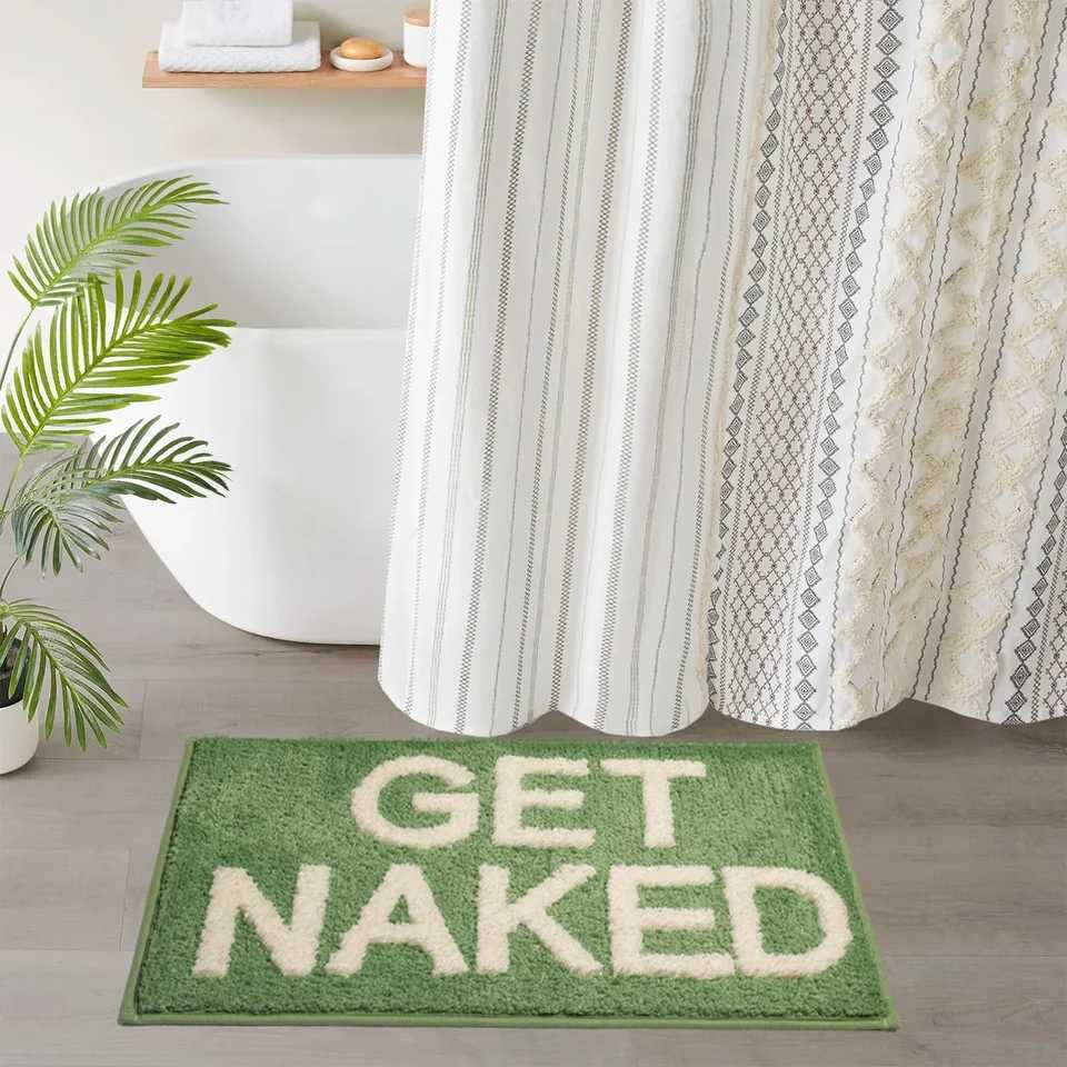 VIKAMA Get Naked Bath Mat Rugs Non-Slip Funny Bath Mat Machine Washable lrregular Shaped Shower Rug Water Absorbent Bathroom Mat H251205