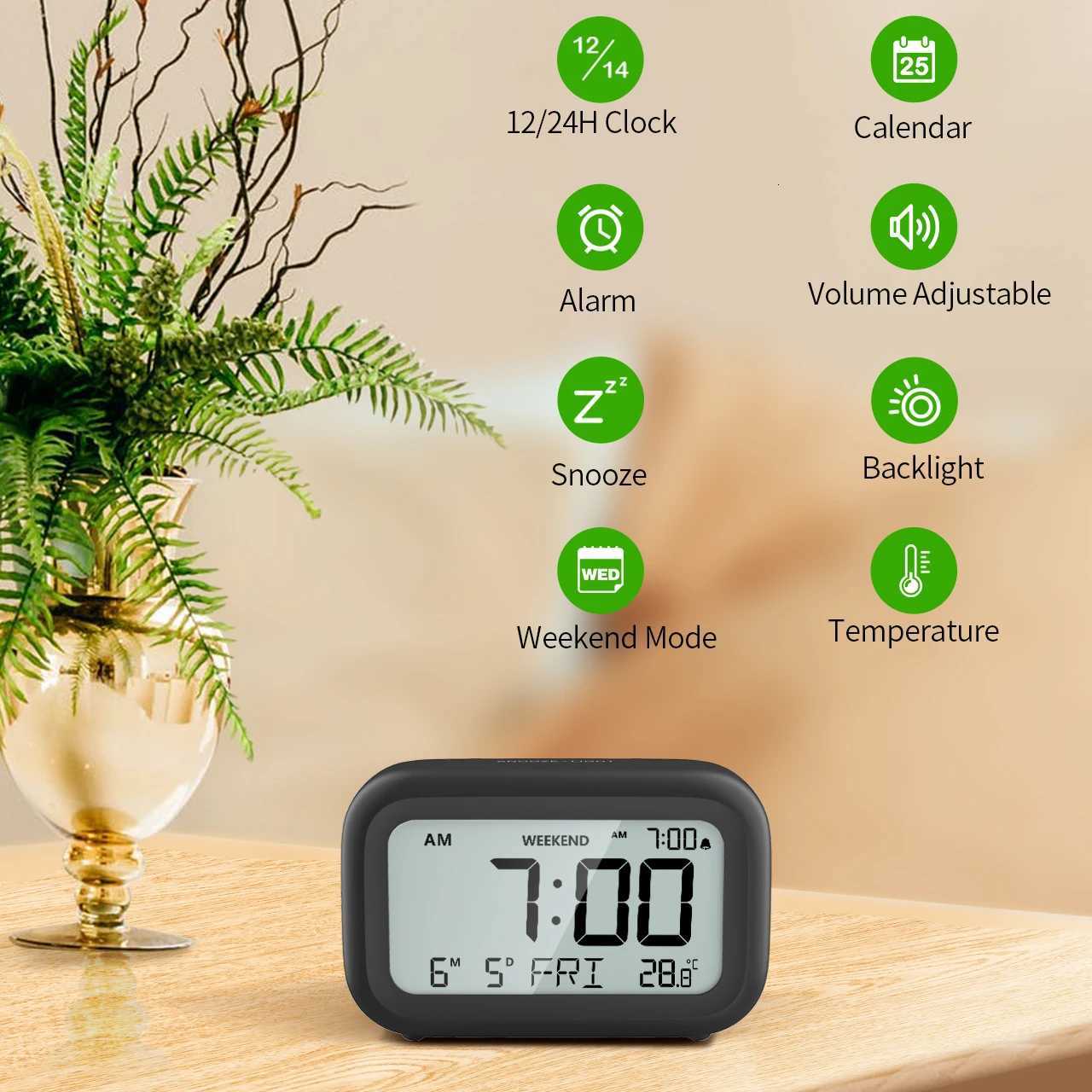 Mutifunction Home LED Digital Alarm Clock Digital Screen Desktop Table Clocks For Home Office Backlight Snooze Calendar Clock M251205 - view 6