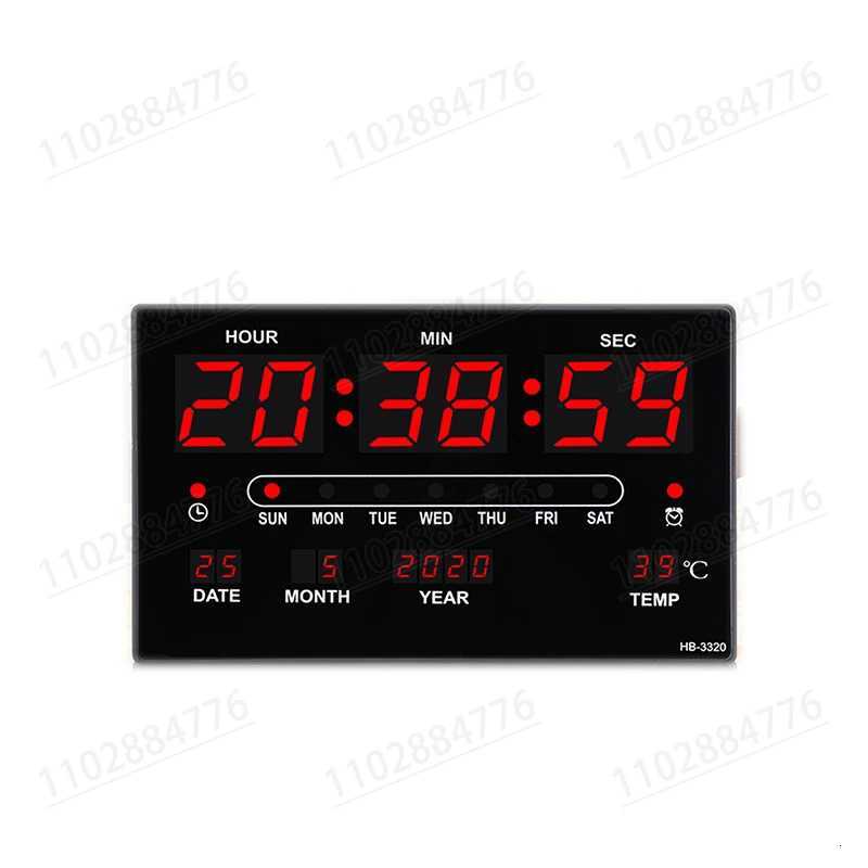 LED Digital Electronic Clock Backlight Large Digital Alarm Clock Temperature Calendar Bedroom Wall Calendar Clock M251205 - view 7