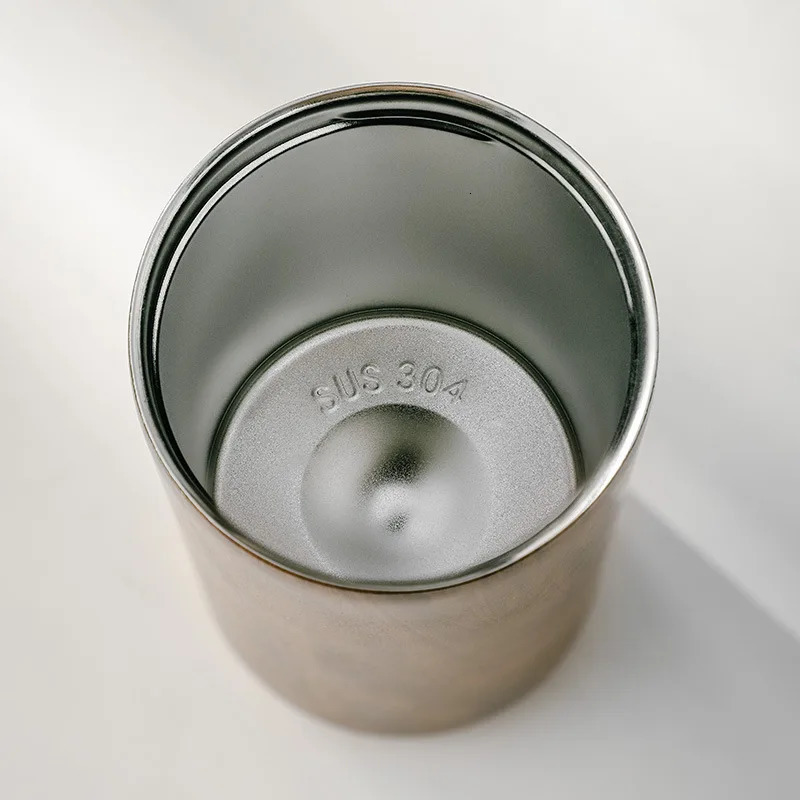 Wood Grain Pattern Thermal Cup Coffee Travel Mug Insulated Vaccum 304 Stainless Steel Thermos Bottle Tumbler Keep Cold 251107 W260226