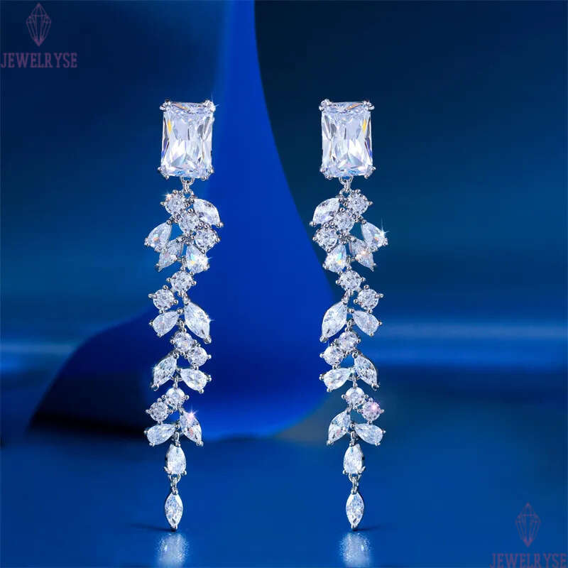 colorful long flowers diamond earring designer for woman party 925 sterling silver Post purple red cubic zirconia women tassel luxurious charm earring