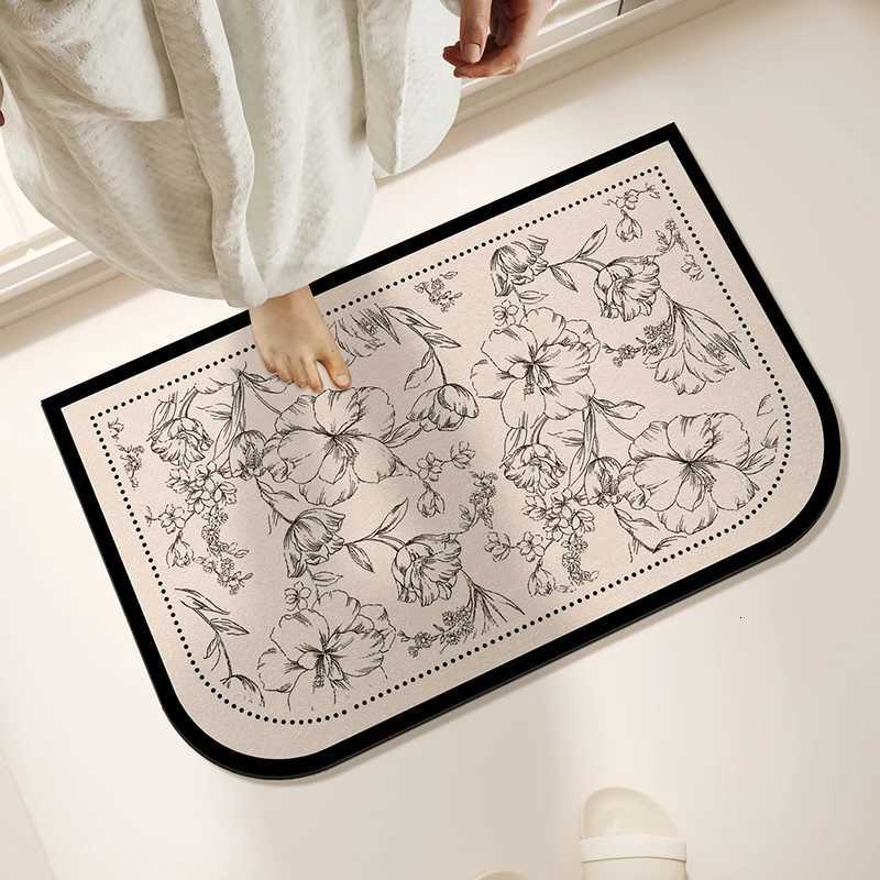 Diatom mud simple and luxurious European style floor mat for bathroom and toilet strong water absorption and anti slip foot mat H251205