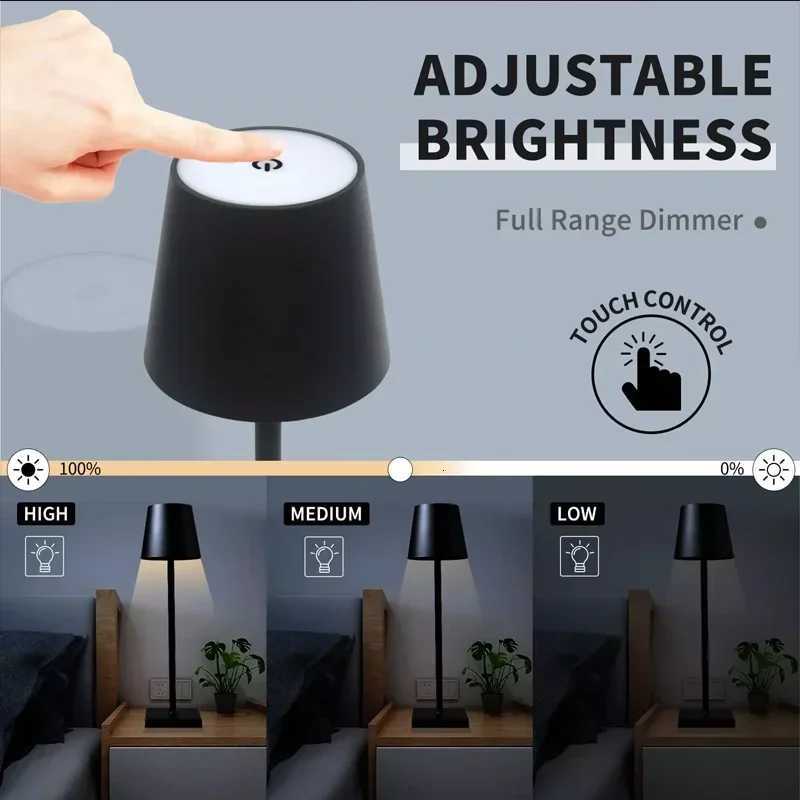 LED Desk Lamp Portable Table Lamps Luxury Modern lamparas de mesa Wireless Bedside Lamp USB Rechargeable Night Light Waterproof Z251205