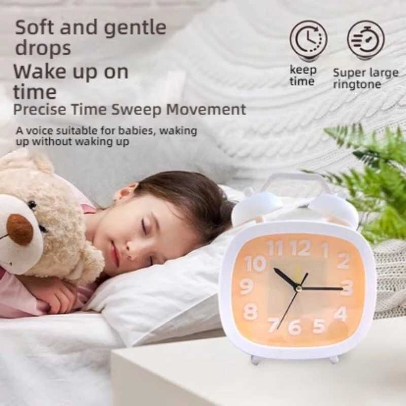 Ultra-quiet Lovely Table Desk Alarm Clock for Kids Children Boys GirlsRed/Yellow/White/Green/Pink M251205 - view 5