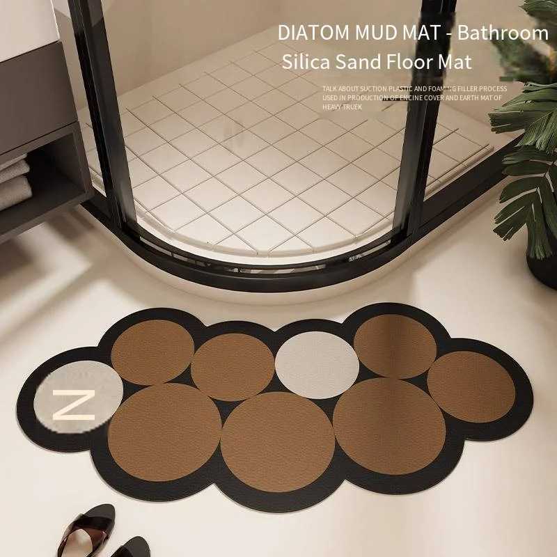 VIKAMA Light Luxury High-End Bathroom Diatom Mud Floor Mat Arc-Shaped Quick-Drying Anti-Slip Floor Mat For Home Decoration H251205