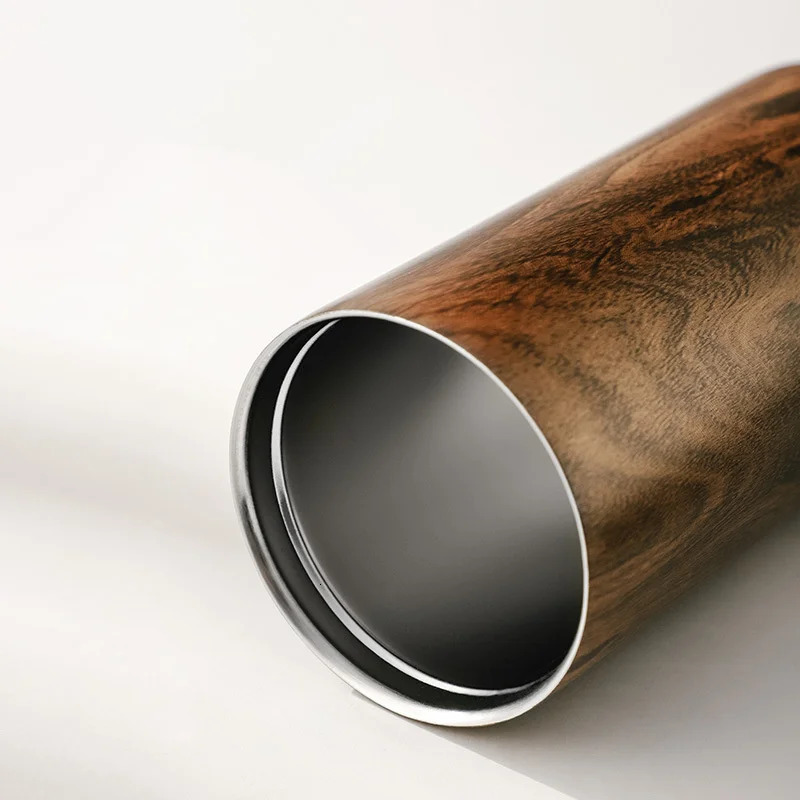 Wood Grain Pattern Thermal Cup Coffee Travel Mug Insulated Vaccum 304 Stainless Steel Thermos Bottle Tumbler Keep Cold 251107 W260226