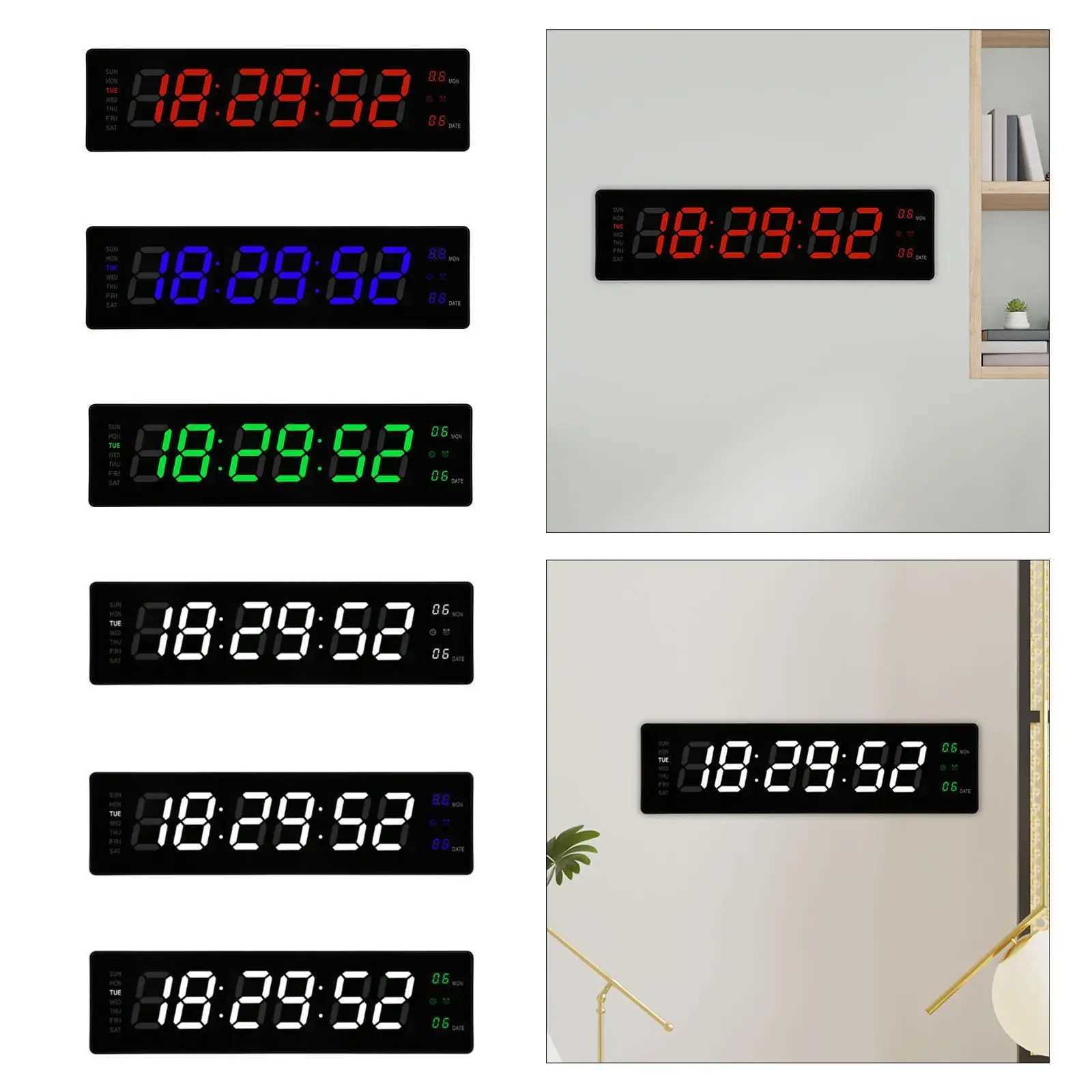 Wall Hanging Alarm Clock Bedroom Large Numbers LED Digital Clock Large Screen Display for Teens Hotel Living Room Studio Gym M251205 - view 5