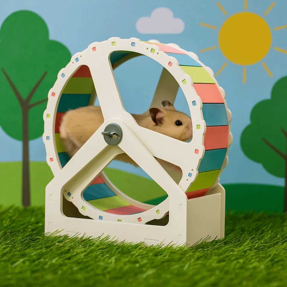 Durable Plastic Hamster Running Wheel Stable Base Colorful Pet Hamster Bracket 21cm Silent Small Animal Wheel for Small Animals M251205