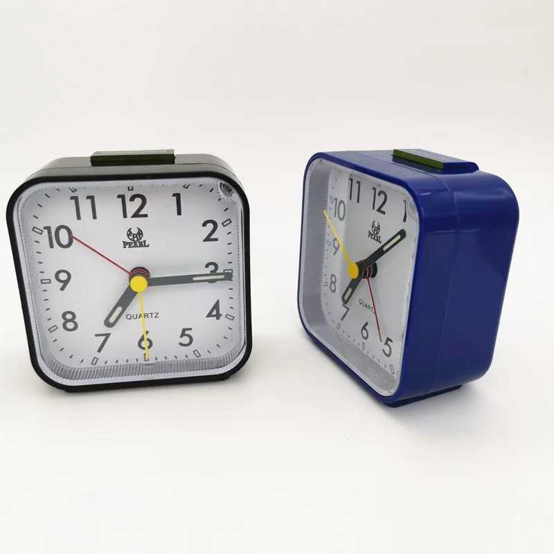 Square small alarm clock fashionable bedside clock silent movement luminous pointer with night light with alarm clock function M251205 - view 6