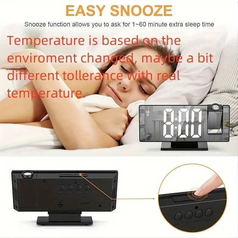 Mirror multifunctional projection alarm clock Intelligent luminous clock Bedroom large screen digital clock wall projection alar M251205 - view 4
