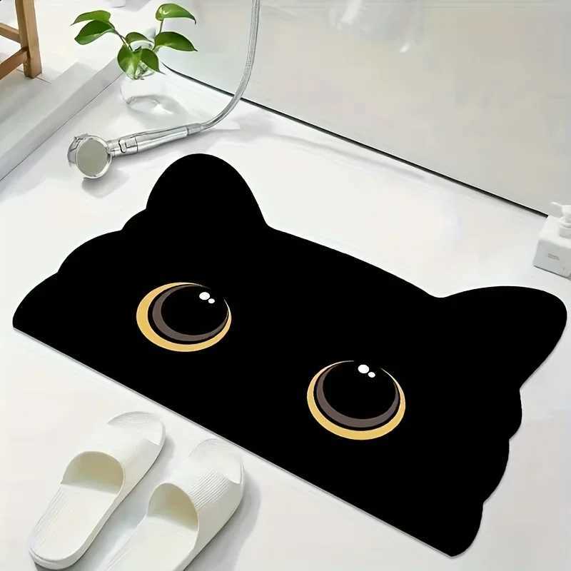 VIKAMA Black Cat Floor MatCute Cartoon Bathroom Mat Welcome MatWaterproof Non-slip Doormat Toilet Floor Rug Home Decoration H251205
