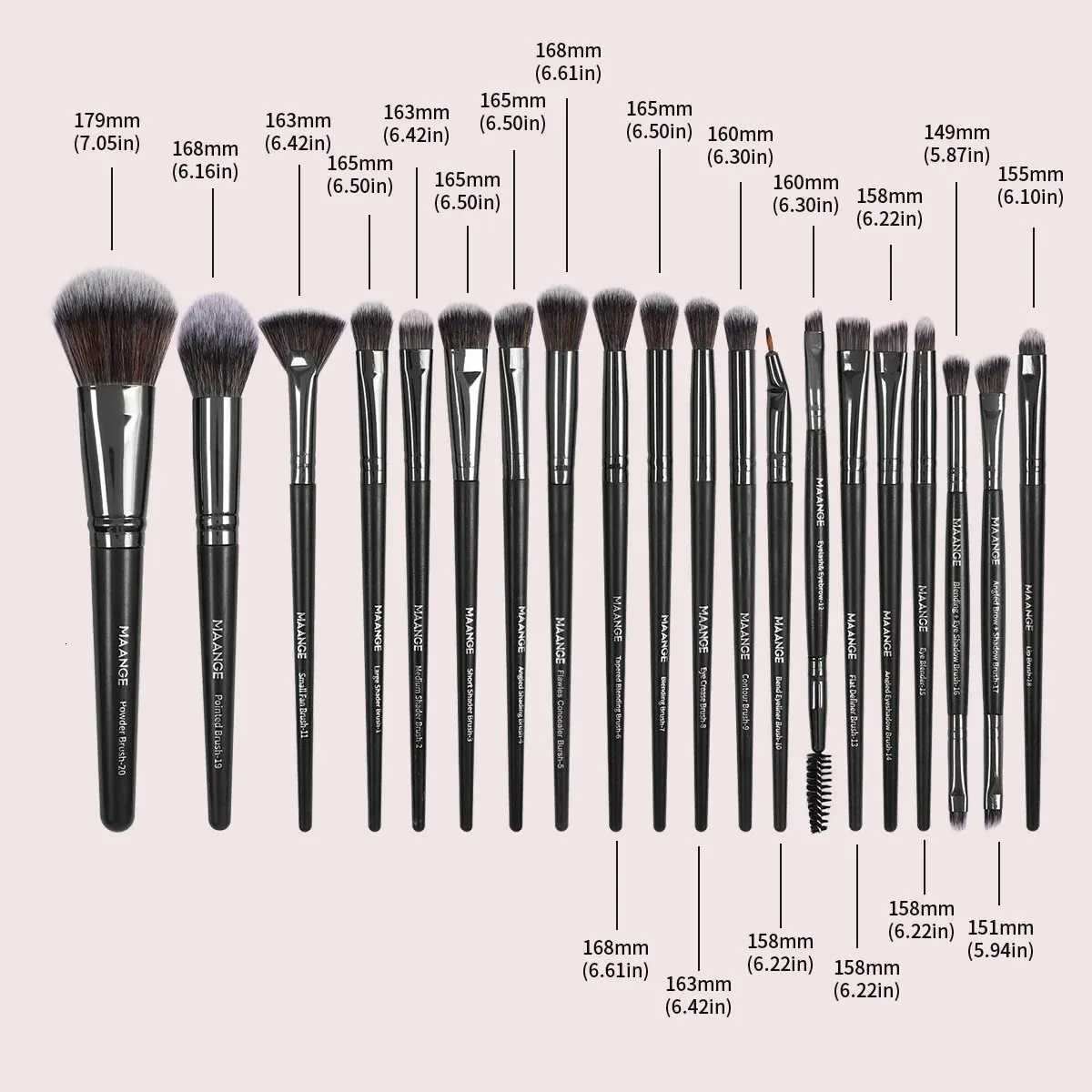 MAANGE 20Pcs Professional Makeup Brushes Set Foundation Concealer Eyeshadow Blush Brush Blending Beauty Tools with Portable BoxT251205