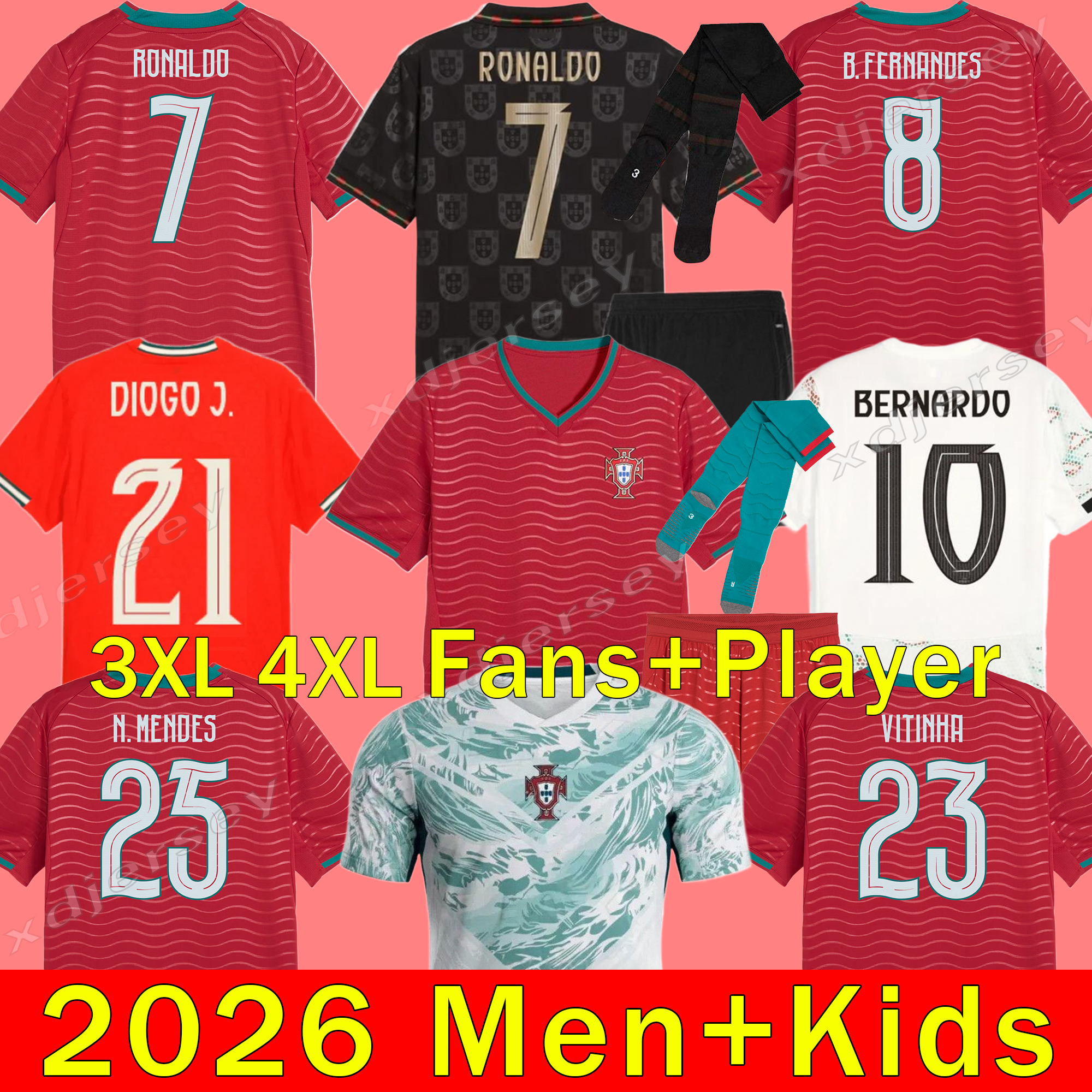 2026 Portuguesa portugal soccer jerseys RUBEN RONALDO PEPE Portugieser 24 25 26 Portuguese football shirt Men Kids kit sets 3XL 4XL team Portugals tops thailand