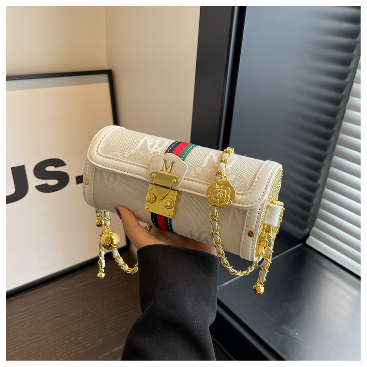 free shipping Designer Luxury Chain Bags New Women's Niche Printed Stylish Cylindrical Versatile Shoulder Crossbody Bag