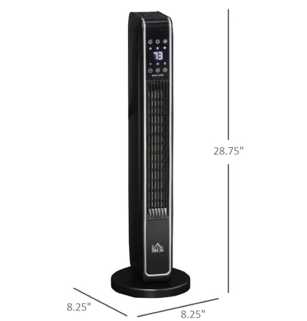 2-In-1 Portable Electric Tower Heater, Oscillating Space Heater for Indoor Use with Remote Control, 8H Timer, Three Heating Modes(High, Low, Fan), 750