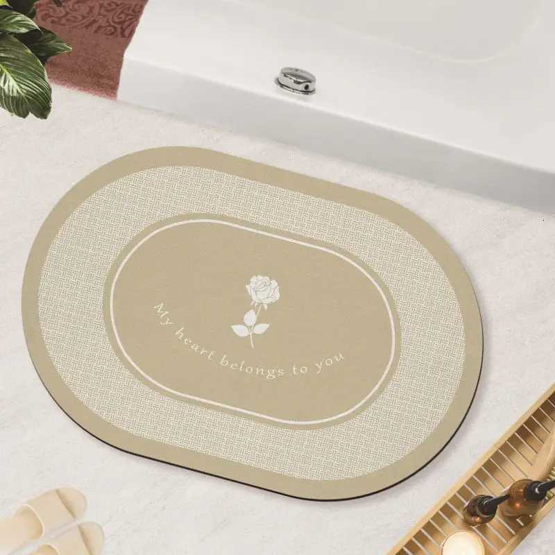 Bedroom diatom mud bathroom absorbent floor mat bathroom door quick drying non-slip entry floor mat room soft carpet H251205