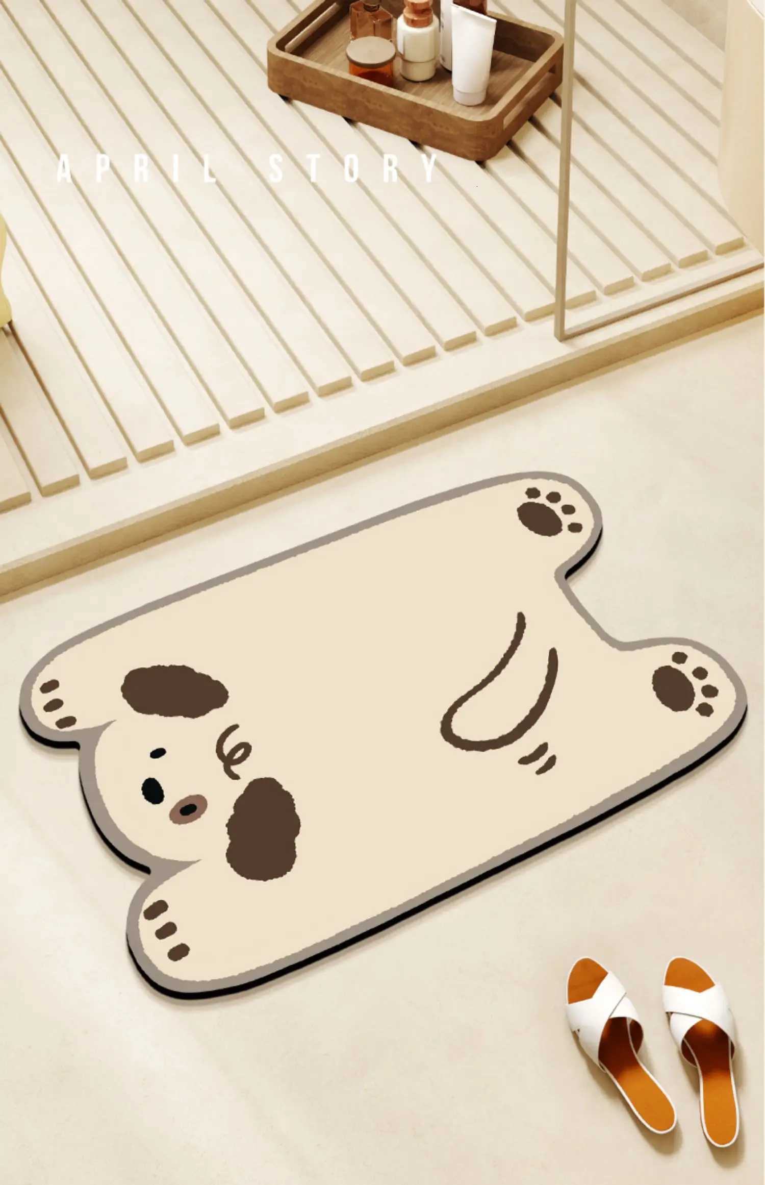 Diatom mud animal bathroom floor mat quick drying leave-in carpet shower room door absorbent door mat H251205