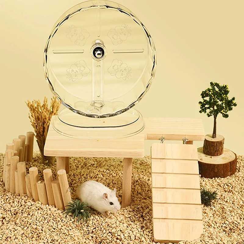 Transparent Hamster Running Wheel Cute Small Pet Golden Bear Sport Toy Silent Free Running Wheel with Bracket Height Adjustable M251205