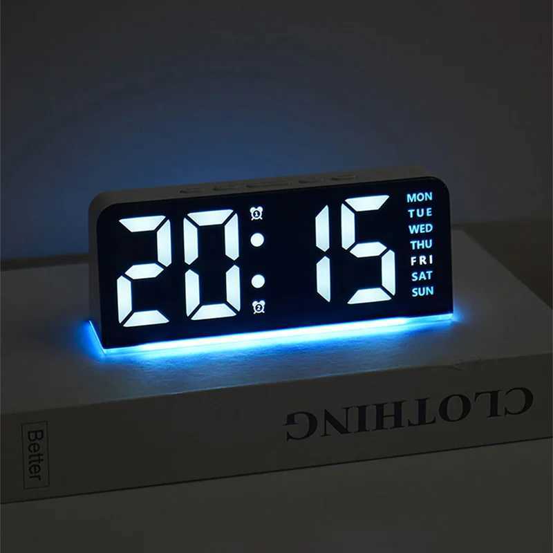 7 LED Digital Alarm Clock Table Clock Three-Level Adjustable Brightness Dimmer/Dual Alarm/Temp/Date/Night Light for Bedrooms M251205 - view 5