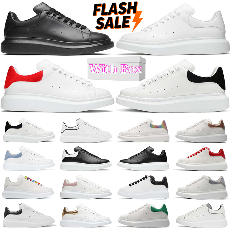 free shipping designer casual shoes mcqueenn shoes men sneakers wholesale White Black Suede Leather Dream Blue womens trainers platform shoe with box