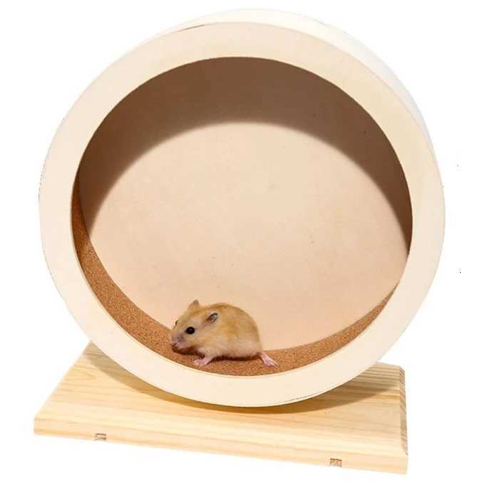 Wooden Hamster Silent Exercise Wheel Durable Natural Eco-Friendly Small Animal Cage Accessories Pet Habitat Toys For Hamsters M251205