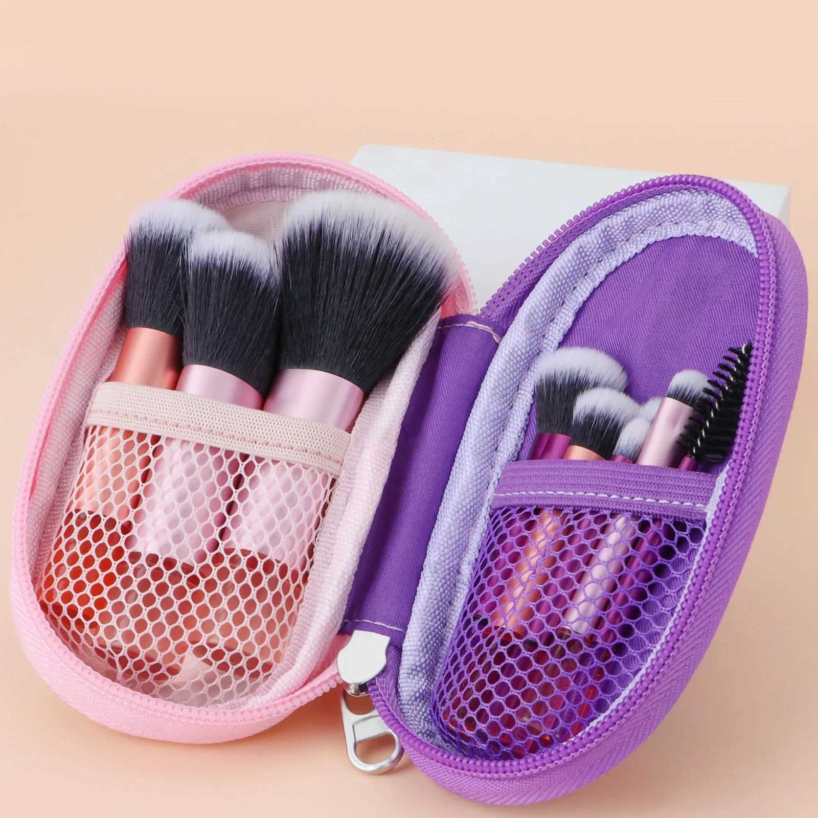 10-Piece Mini Makeup Brush Set - Travel Size Palm Brush with Puff Professional Portable Makeup Tools for On-The-GoT251205