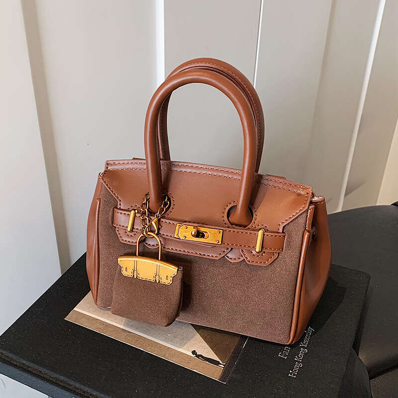 Autumn Winter Vintage Melad Brown for Women New Versatile Crossbody Handbag Platinum Small Tote Bag