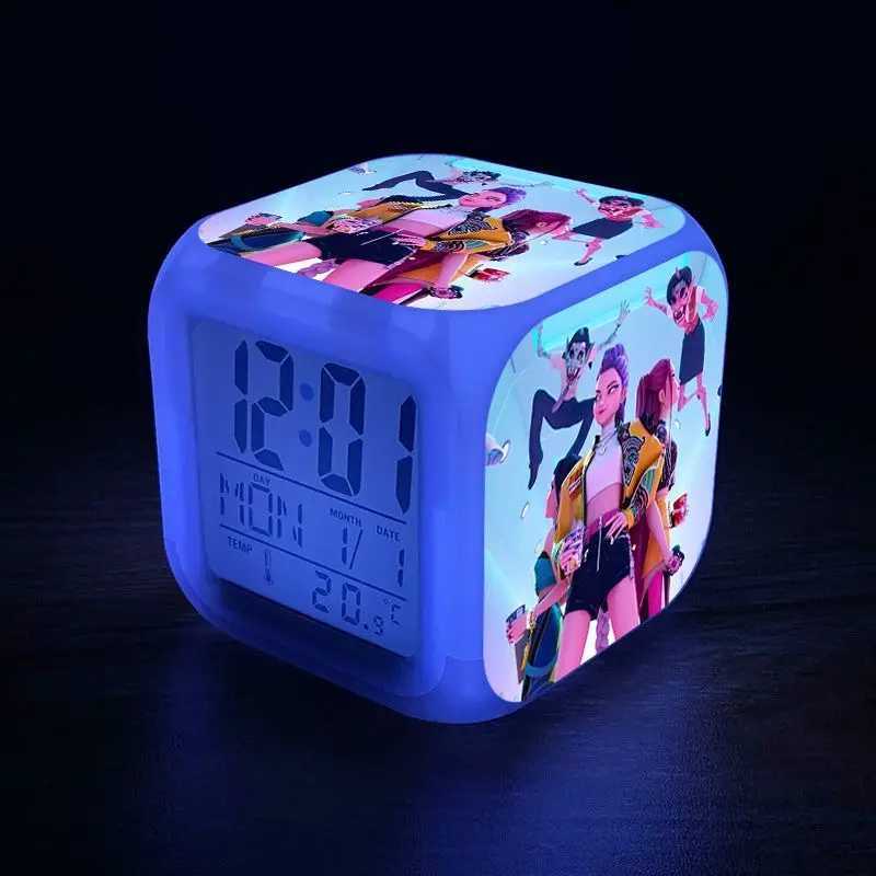 New KPop Demon Hunters Mira luxury Jinu Zoey Cartoon Cute Alarm Clock Student Bedside Night Light Electronic Clock Decorative Ornament M251205 - view 7